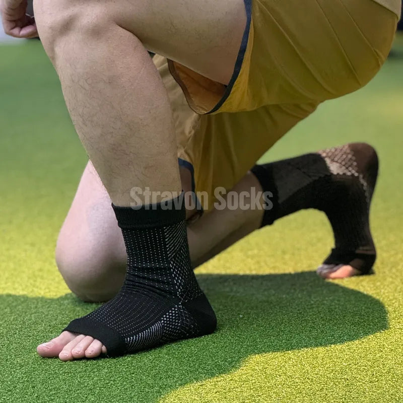 Vital Air Open-Toe Compression Socks Black