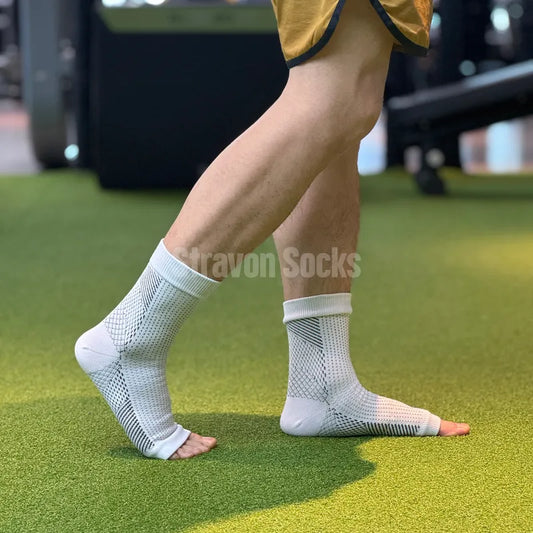 Vital Air Open-Toe Compression Socks White